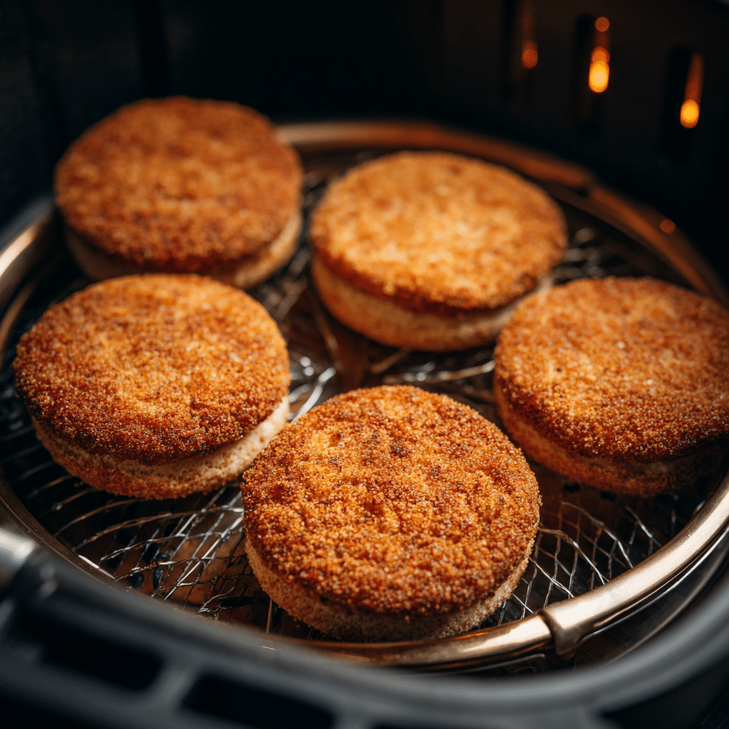 Air Fryer Uncrustable Donuts: 5-Minute Irresistible Delight 9 “Uncrustable donuts cooking in an air fryer at 350°F.