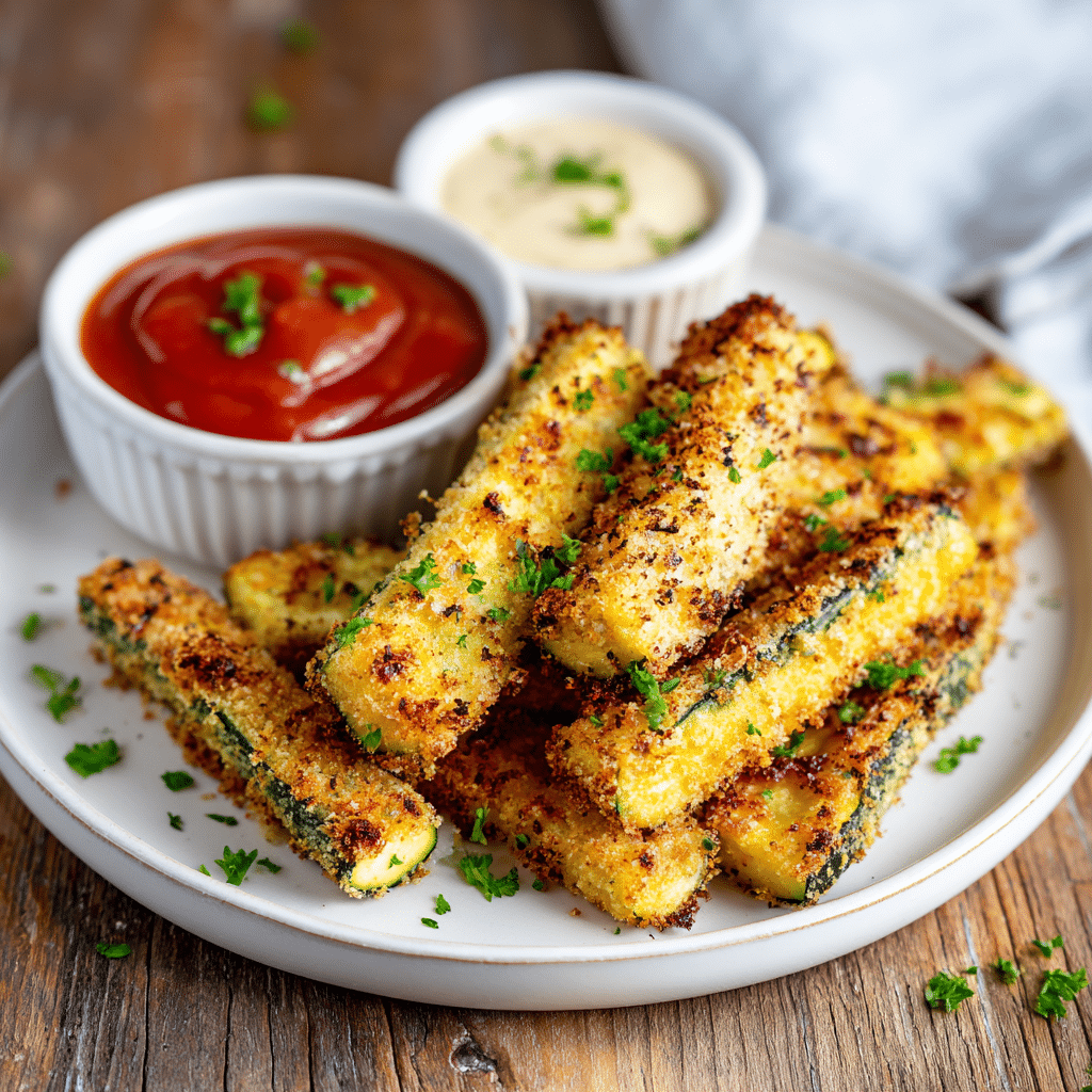 Crispy Air Fryer Veggie Tots served on a white plate with dipping sauce and parsley garnish.