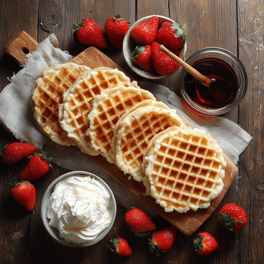 “Frozen waffles and toppings ready for air frying”