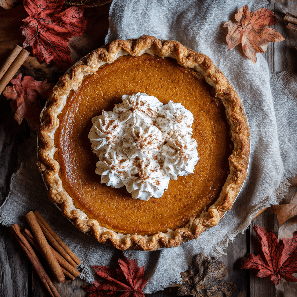 “Air Fryer Pumpkin Pie fresh from the air fryer with golden crust and whipped cream topping.”