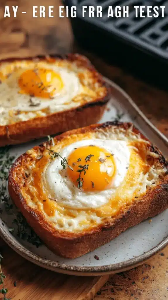 Air Fryer Egg and Cheese Toast served on a plate for breakfast