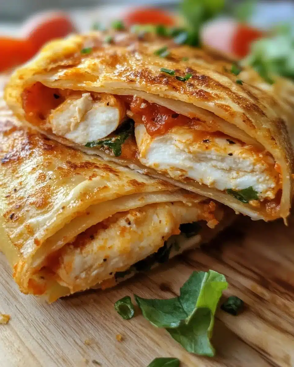 Crispy air fryer chicken and mozzarella wraps served on a plate