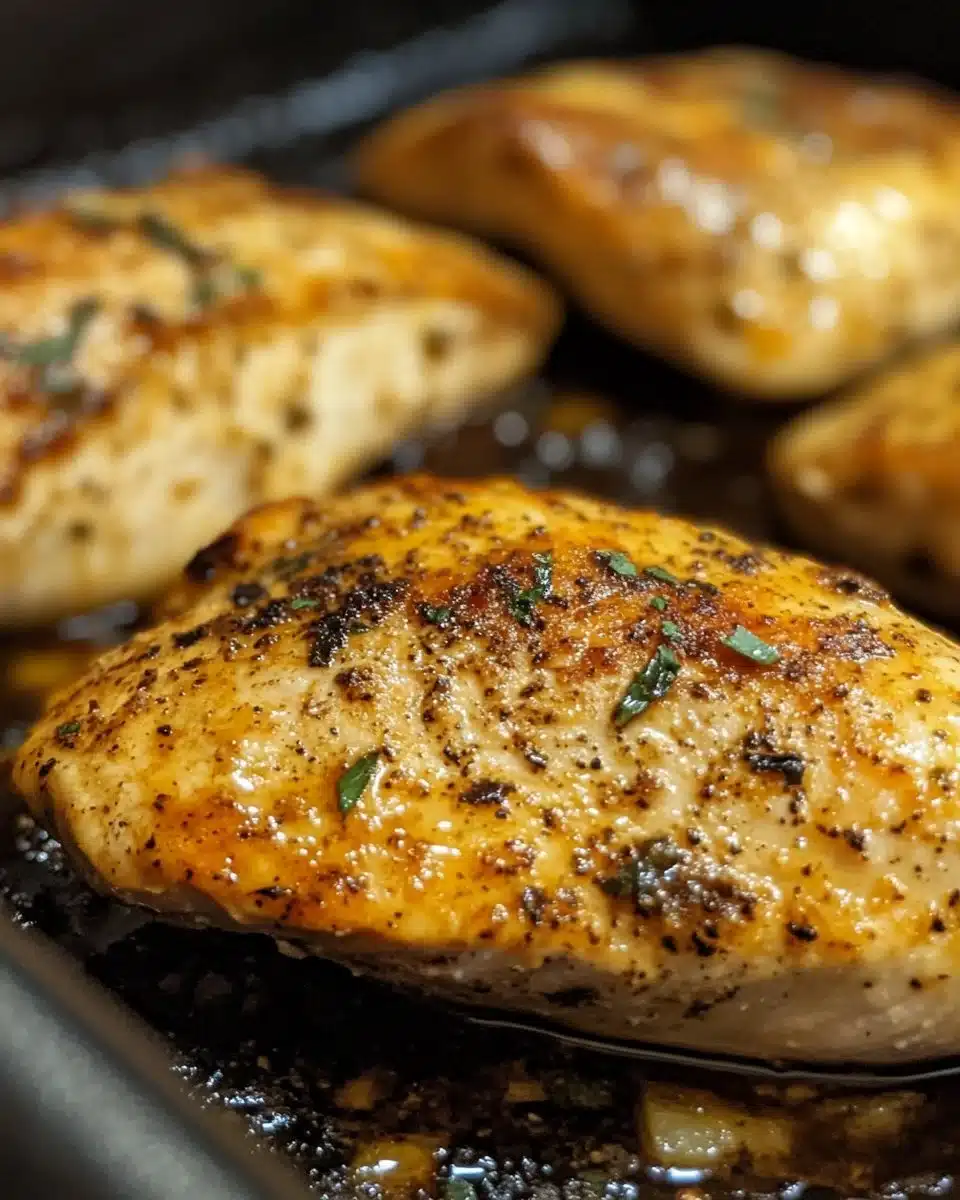 Delicious air fryer chicken breast with herbs served on a plate