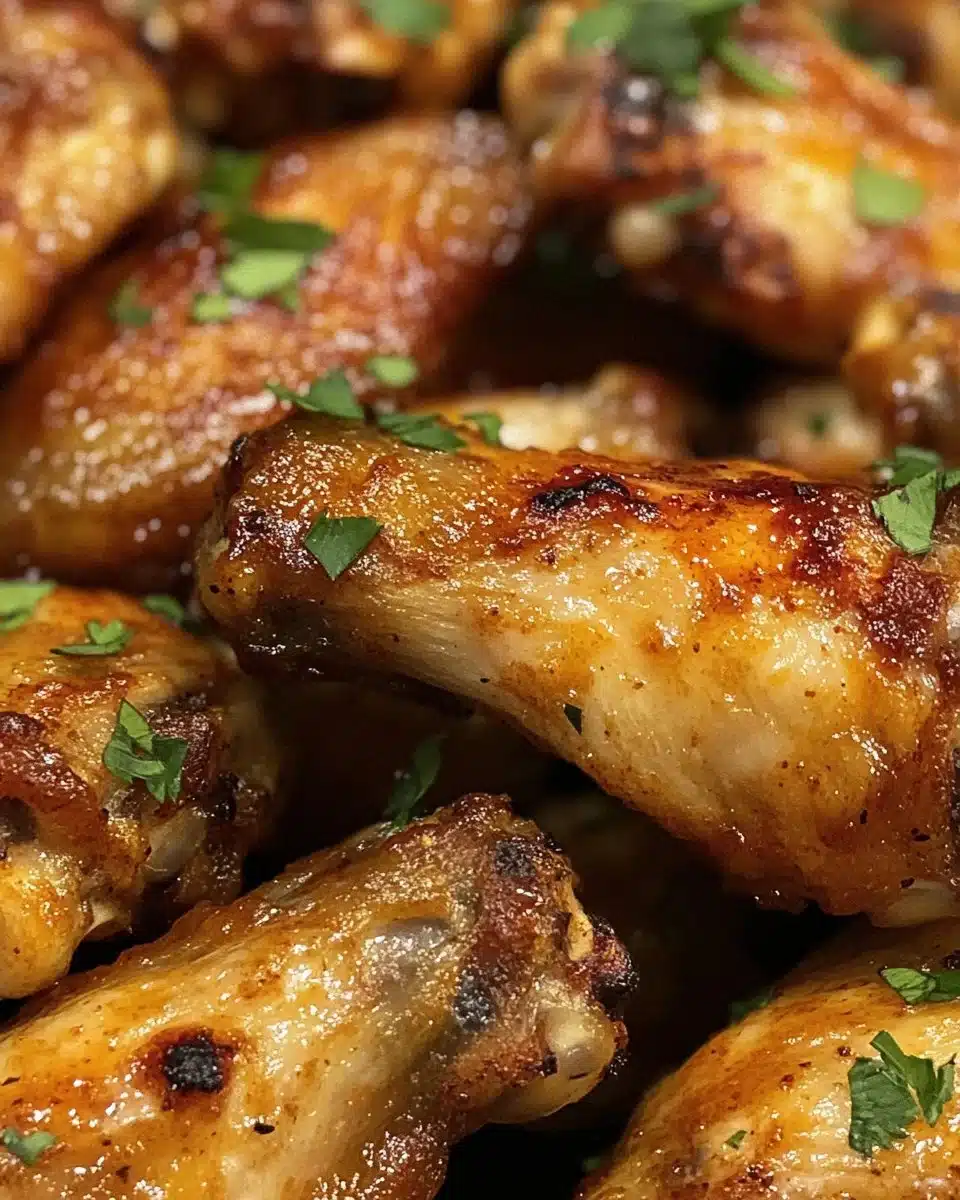 Crispy air fryer chicken wings served with dipping sauce.