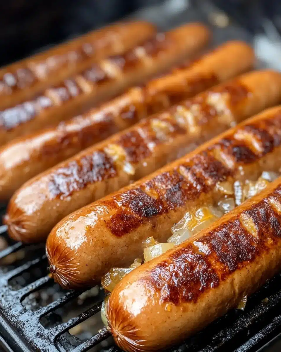 Crispy air fryer hot dogs served on a plate with condiments