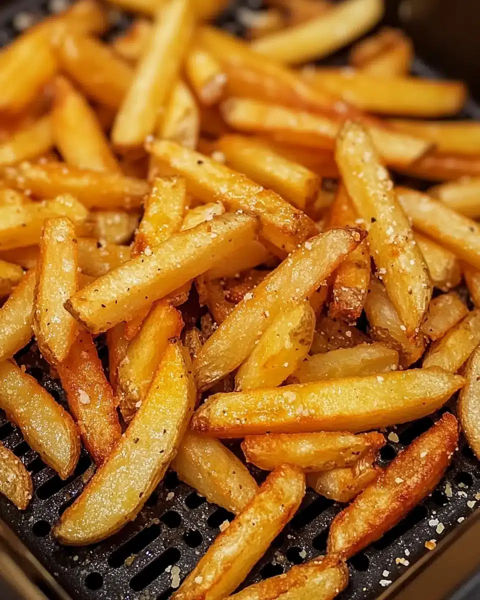 Crispy homemade French fries cooked in an air fryer