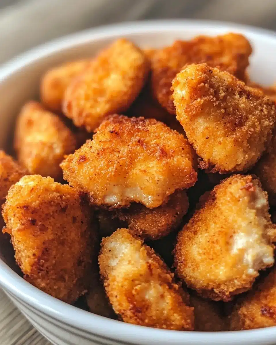 3-Ingredient air fryer chicken nuggets served on a plate