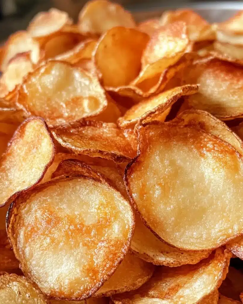 Crispy air fryer apple chips served in a bowl with cinnamon sprinkle