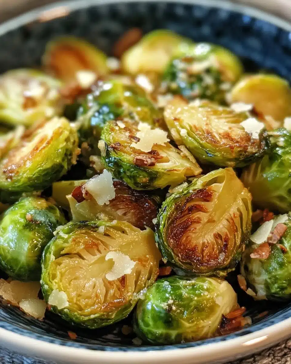 Crispy air fryer Brussels sprouts served in a bowl