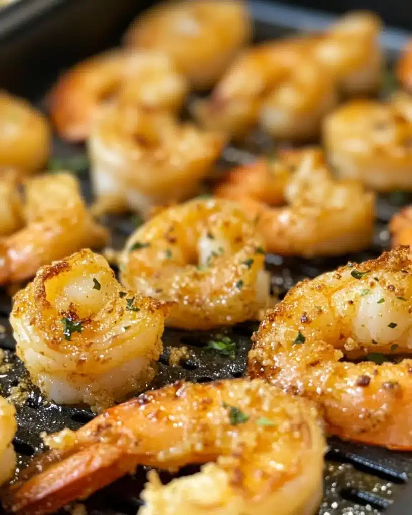 Delicious Air Fryer Garlic Parmesan Shrimp served in a bowl.