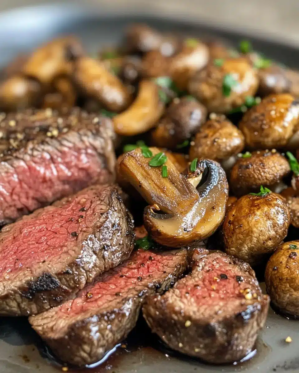 Air Fryer Steak and Mushrooms