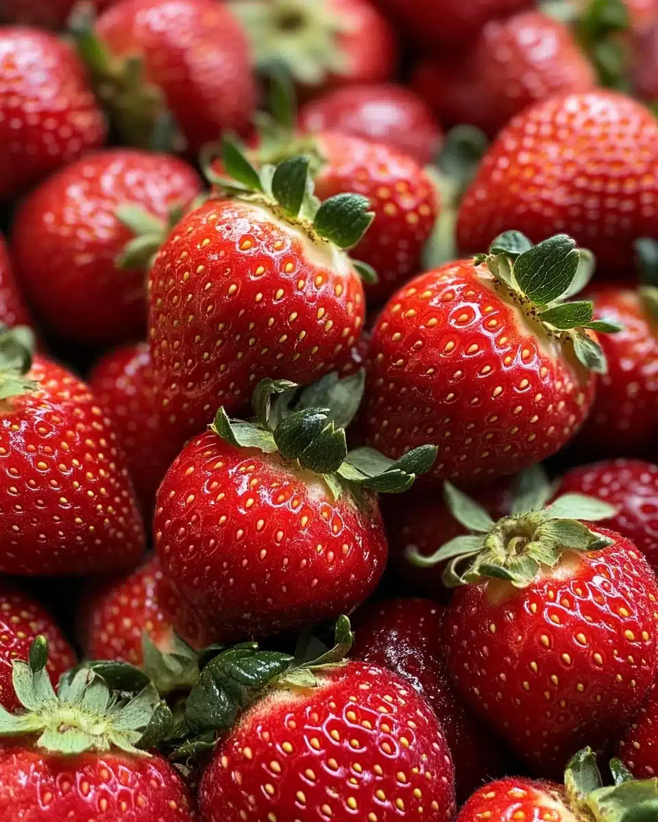 Fresh air fryer strawberries cooking in an air fryer, ready to enjoy as a dessert.