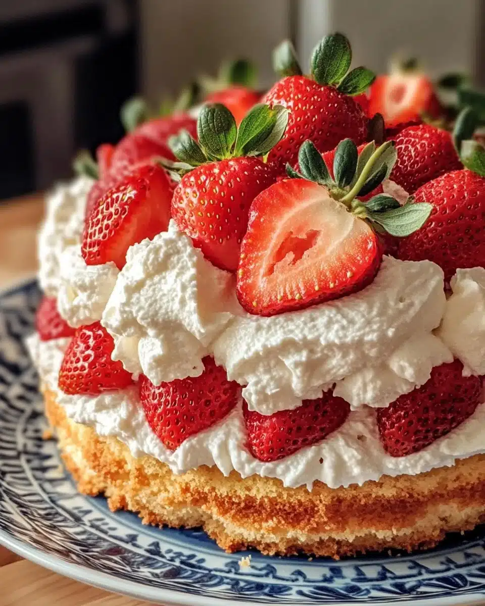 Air Fryer Strawberry Shortcake dessert with fresh strawberries and whipped cream