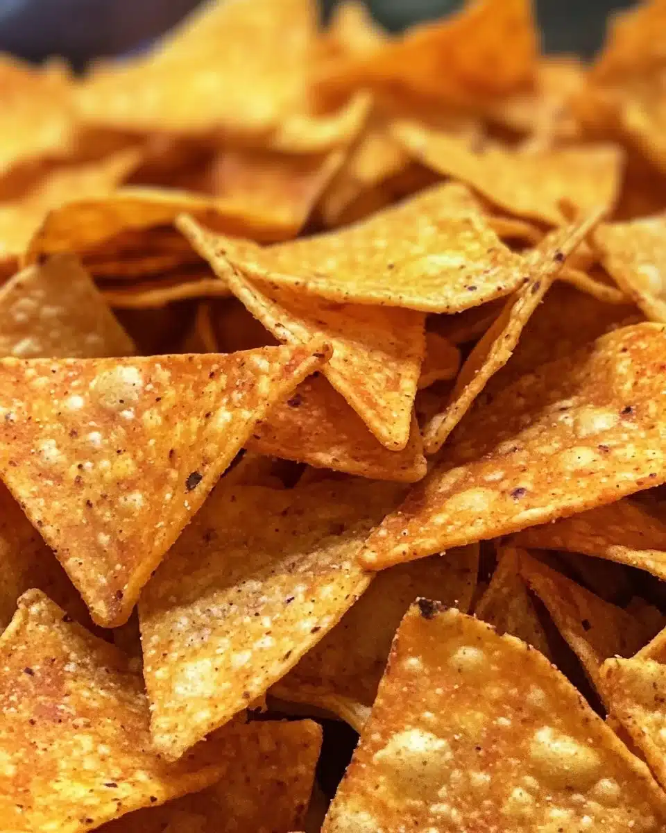 Homemade air fryer tortilla chips served with salsa