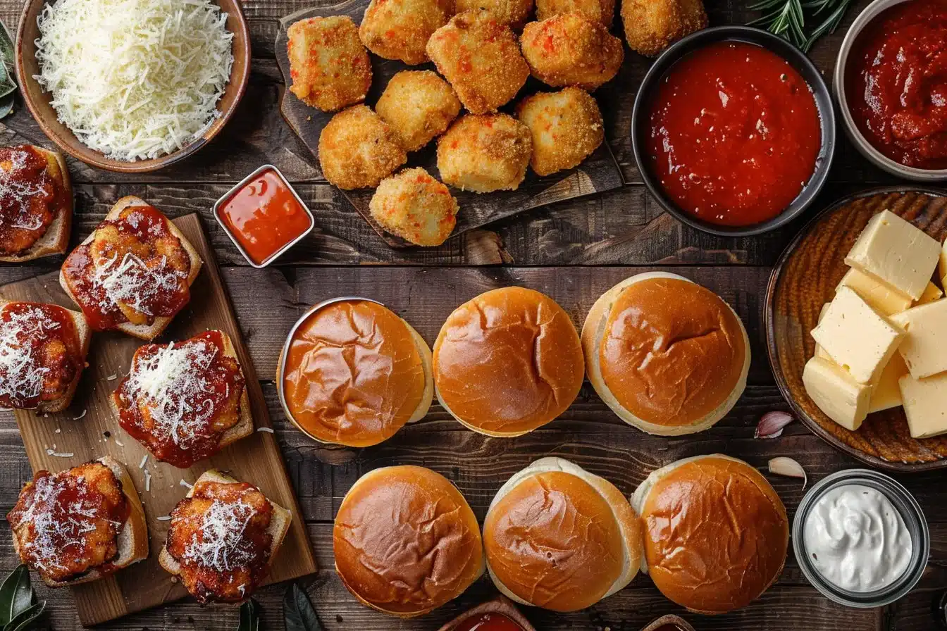 Chicken sliders with marinara cheese