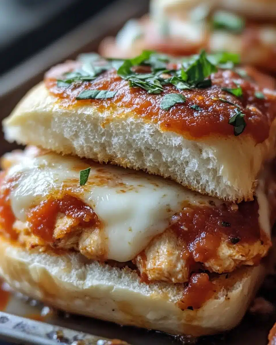 Chicken sliders with marinara cheese