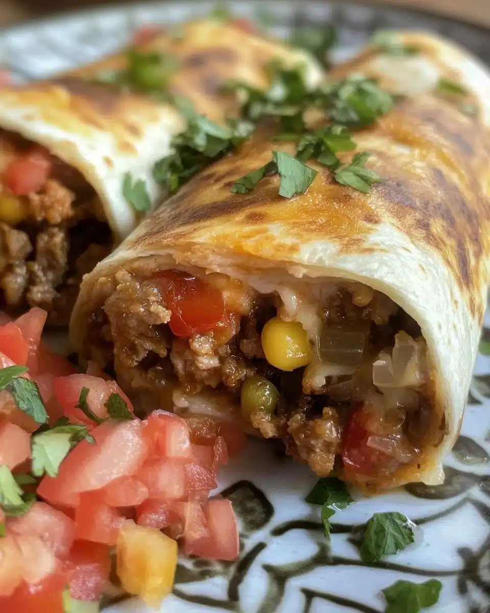 Delicious crispy air fryer burritos ready to serve with dipping sauce