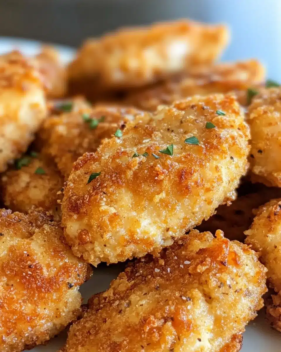 Keto air fryer chicken nuggets served with dipping sauce.