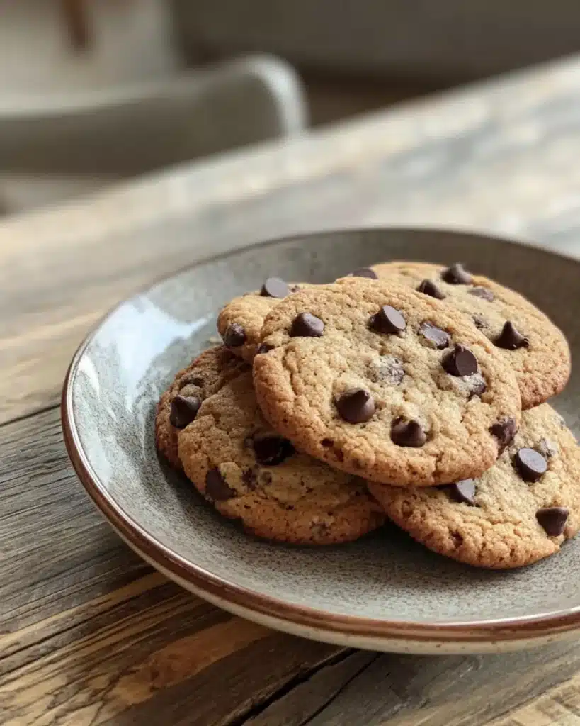 Vegan Chocolate Chip Air Fryer Cookies fresh out of the air fryer