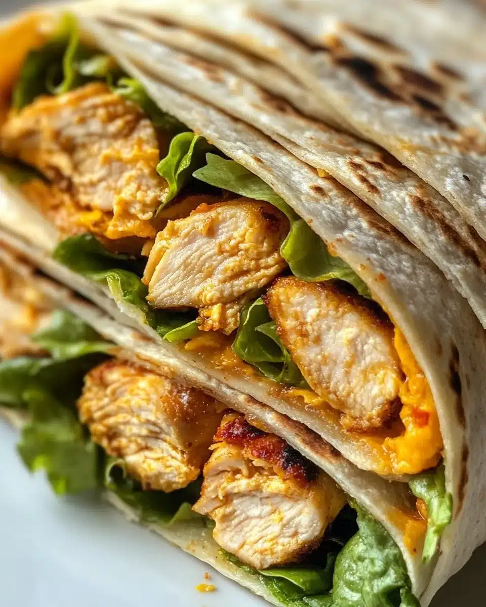 Home 20 Crispy air fryer chicken wraps served with fresh vegetables
