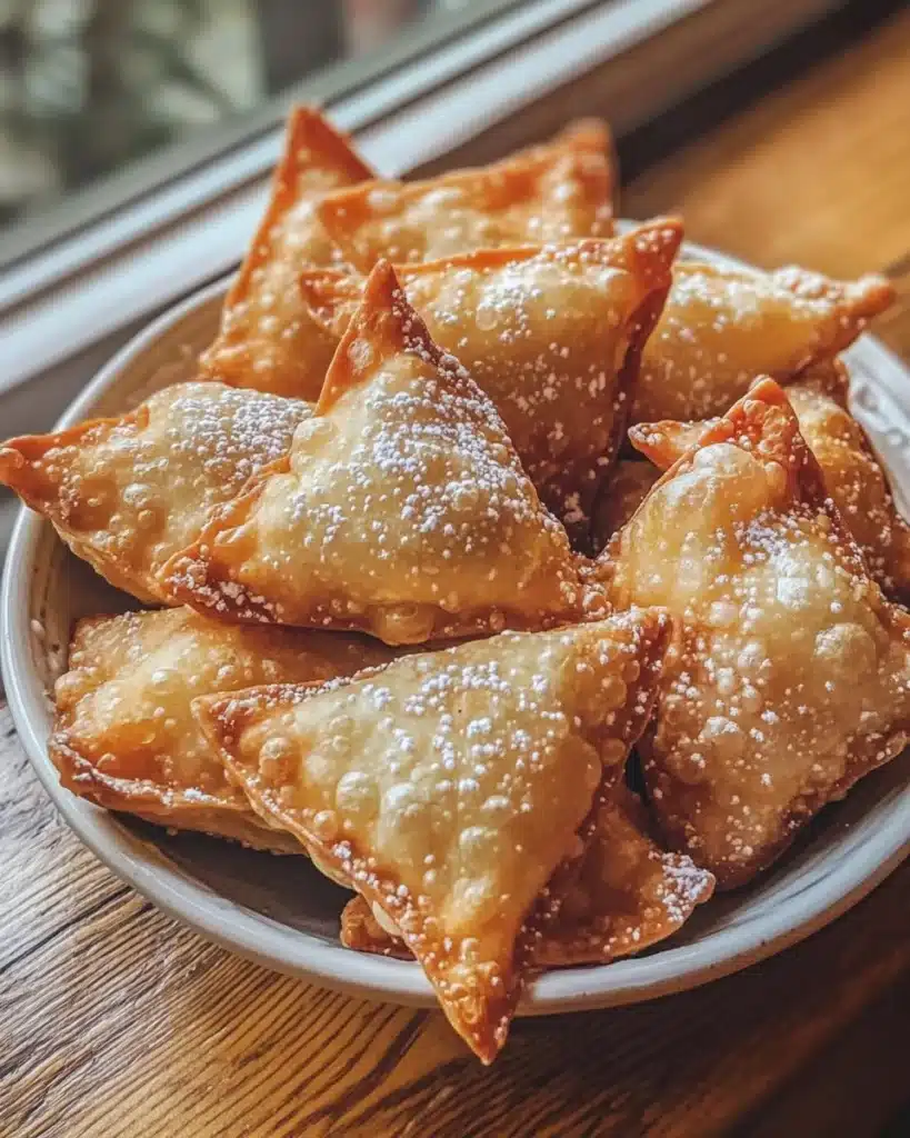 Crispy air fryer Nutella-stuffed wontons served on a plate