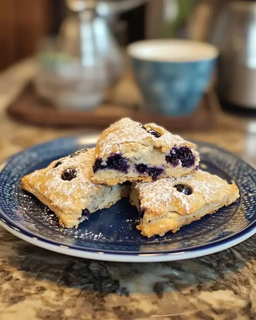 Delicious fluffy air fryer blueberry scones ready to enjoy